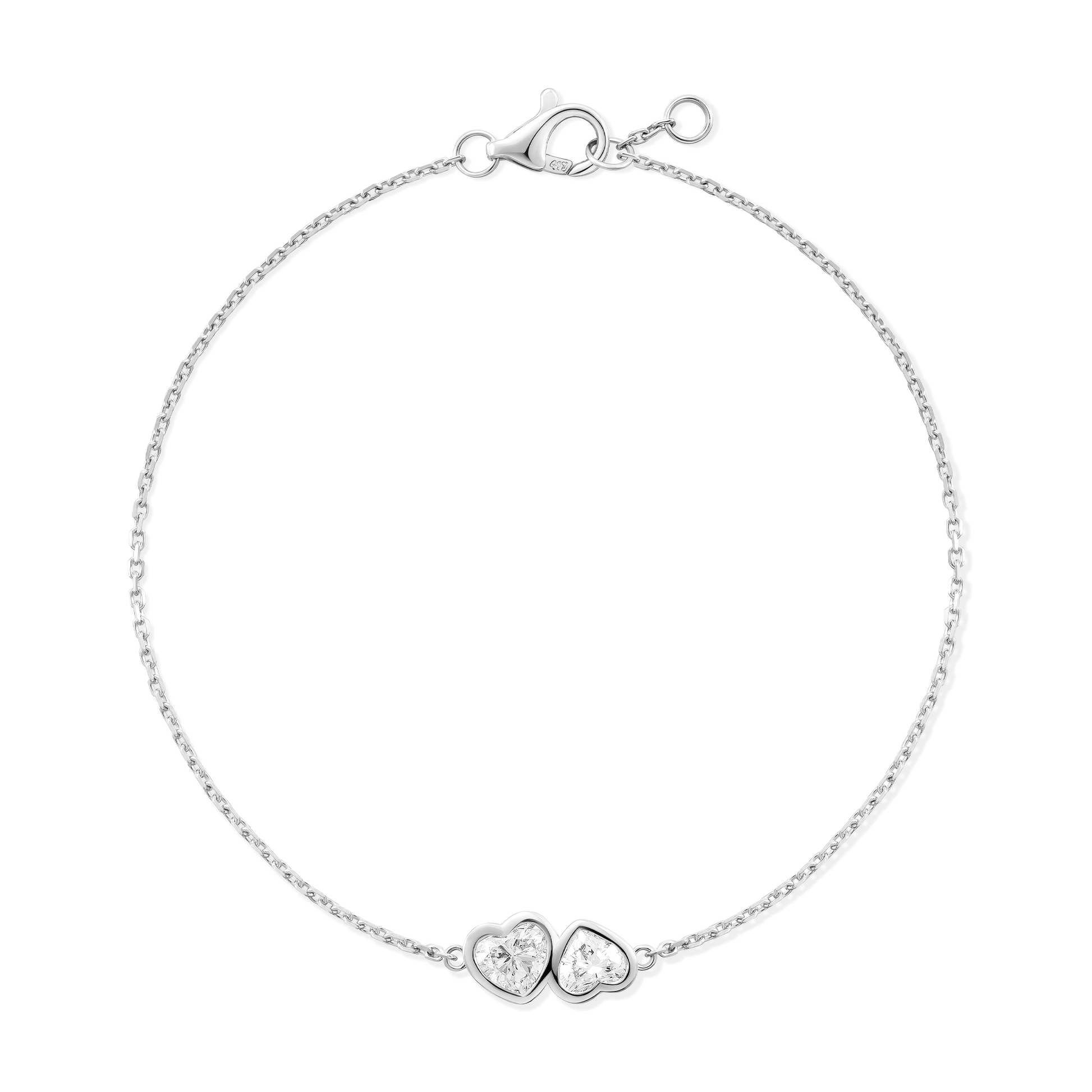 Double Heart Bezel Chain Bracelet
