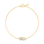 Double Heart Bezel Chain Bracelet