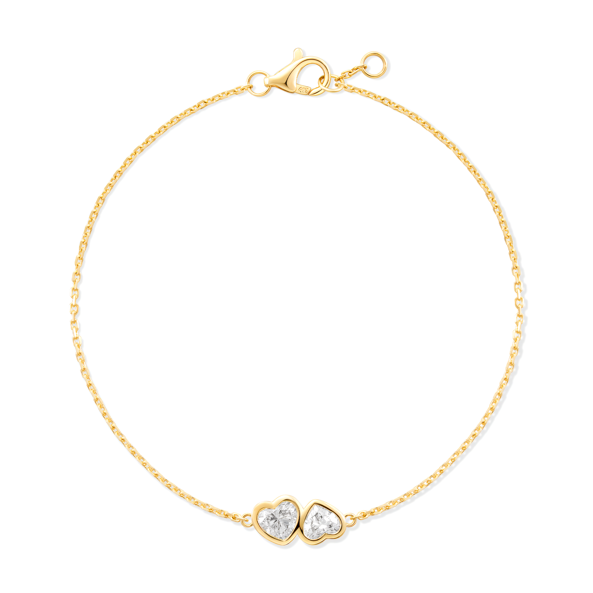 Double Heart Bezel Chain Bracelet