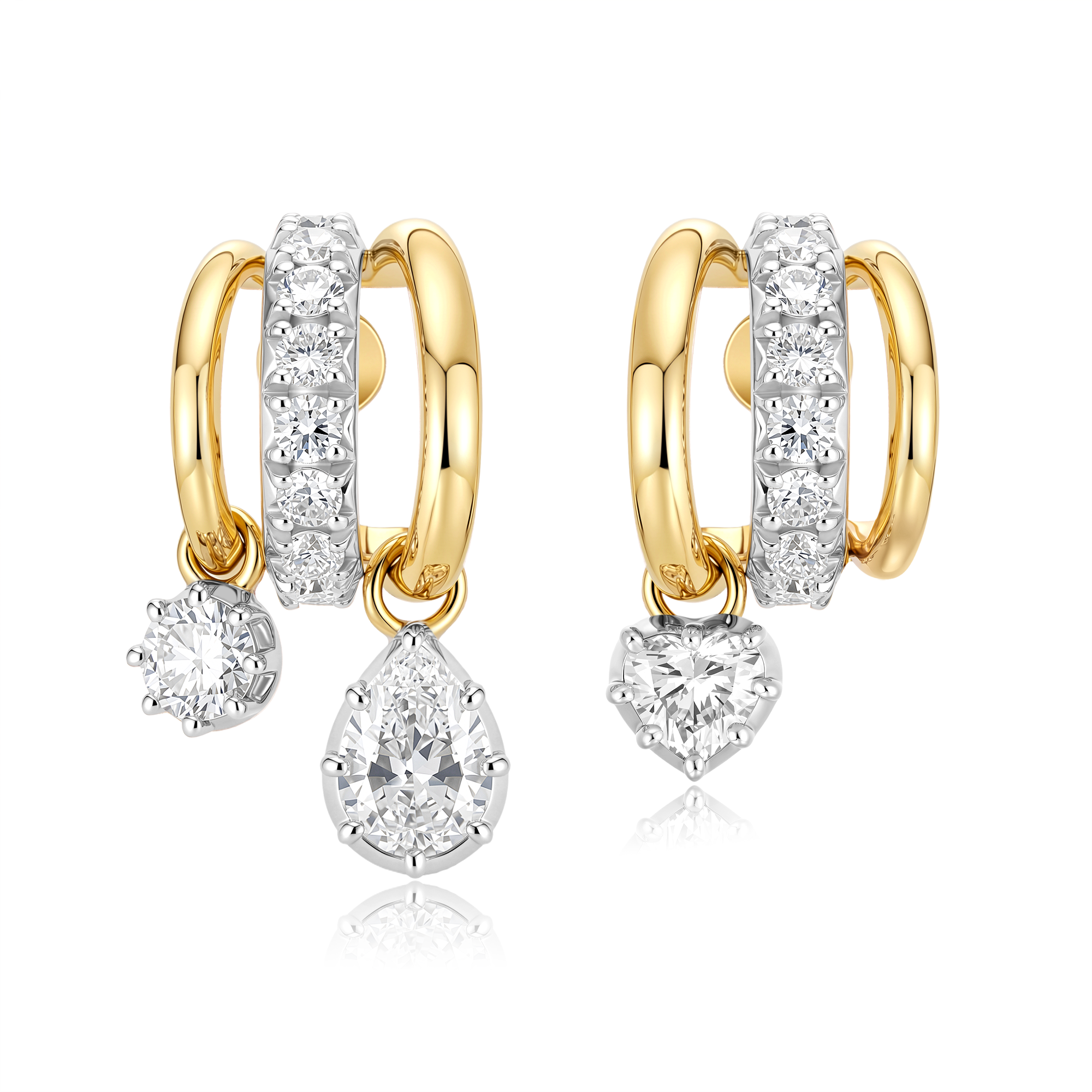 Multi-Shape Illusion Trio Earrings