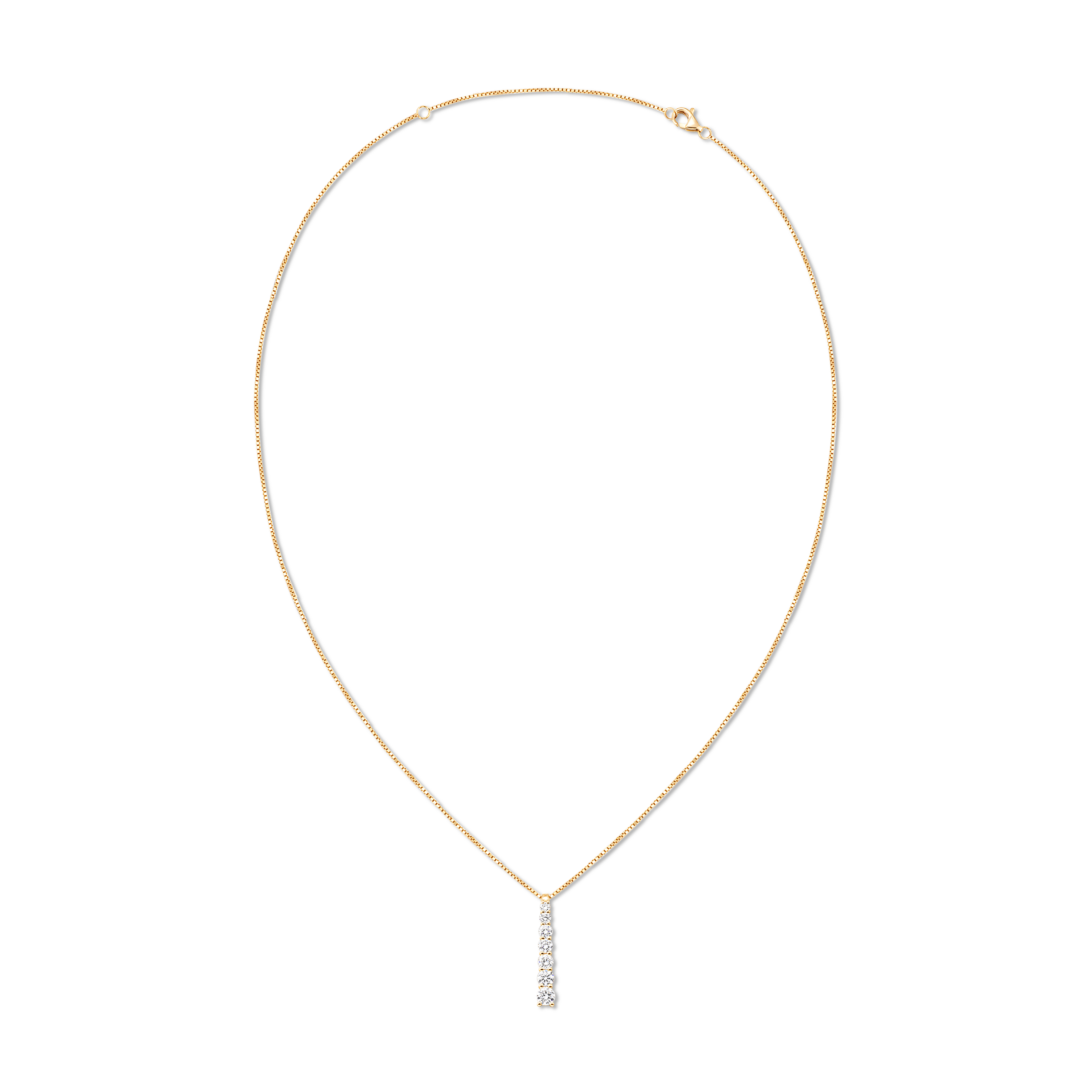 Box Chain and Graduating Stick Pendant Necklace