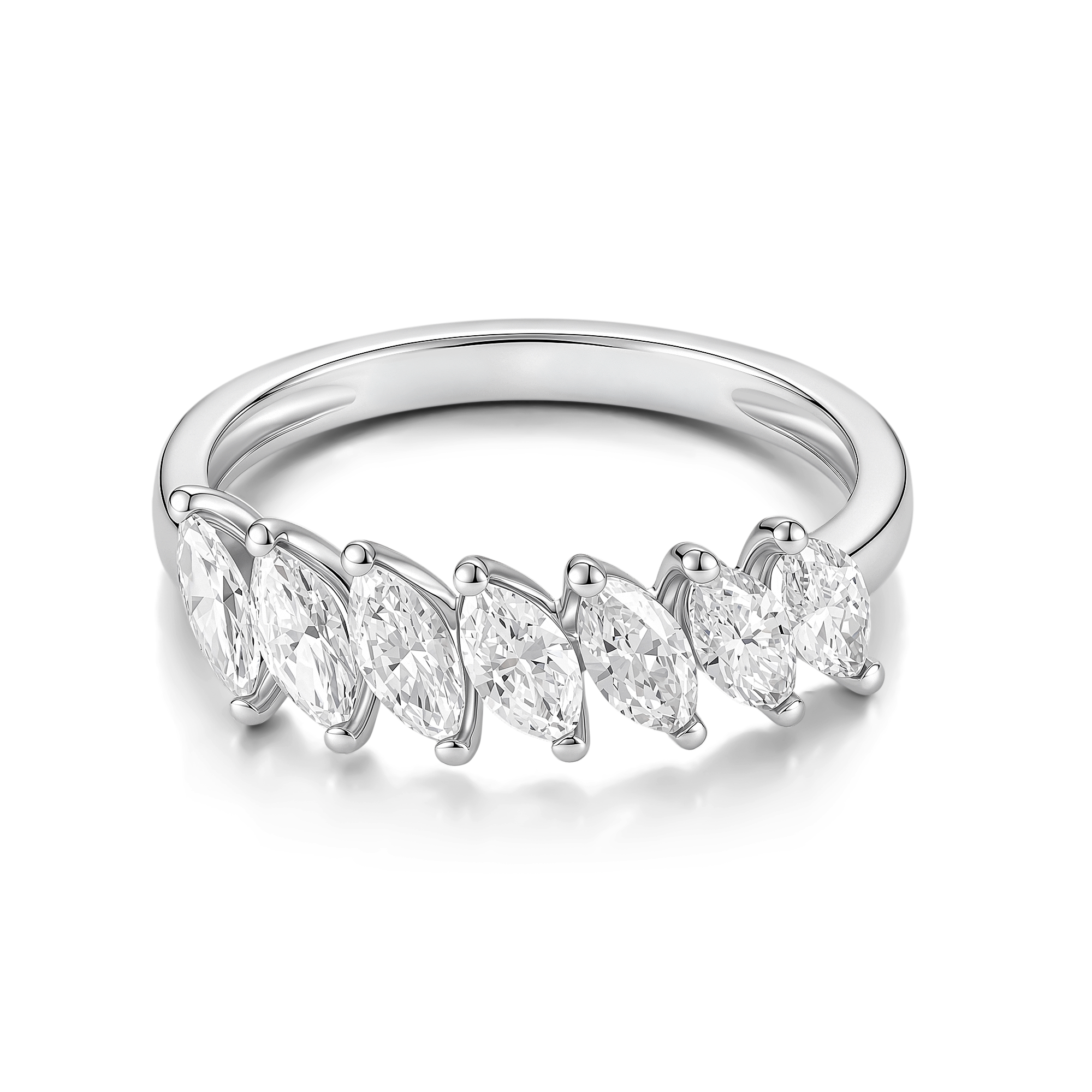 Tilted Marquise Half Eternity Ring