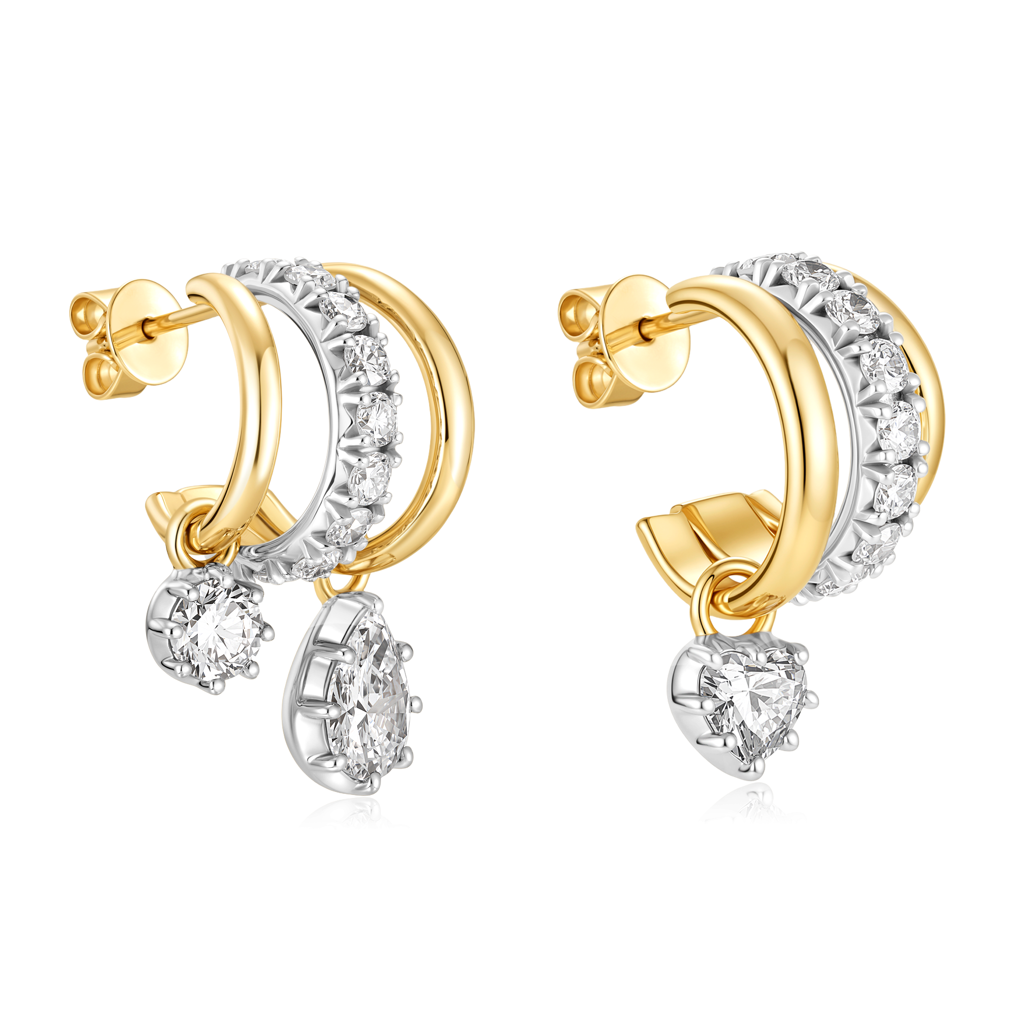 Multi-Shape Illusion Trio Earrings