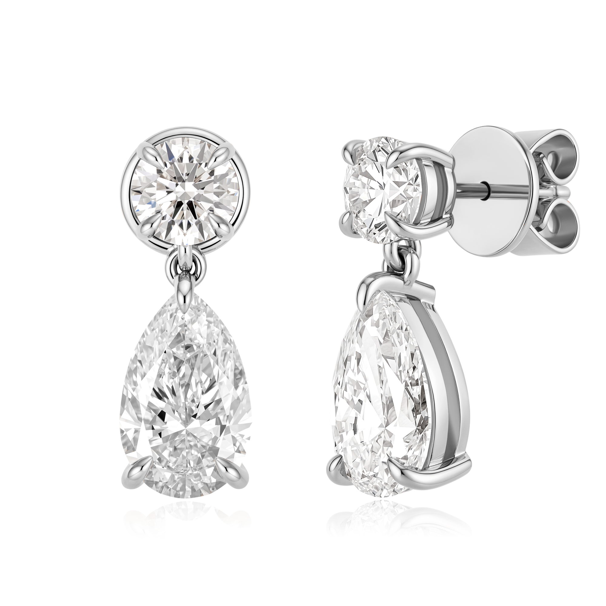 Round and Pear Dangle Earrings