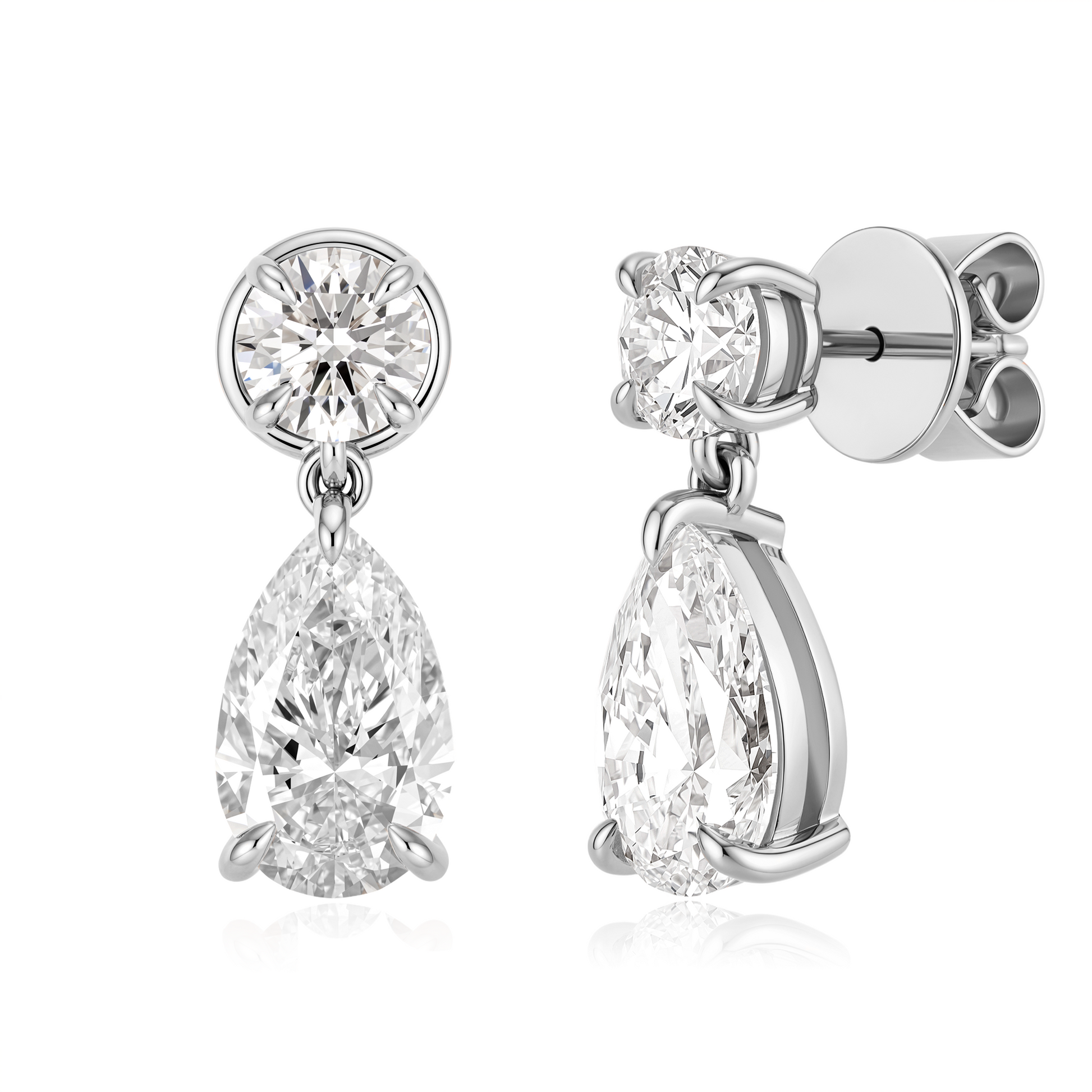 Round and Pear Dangle Earrings