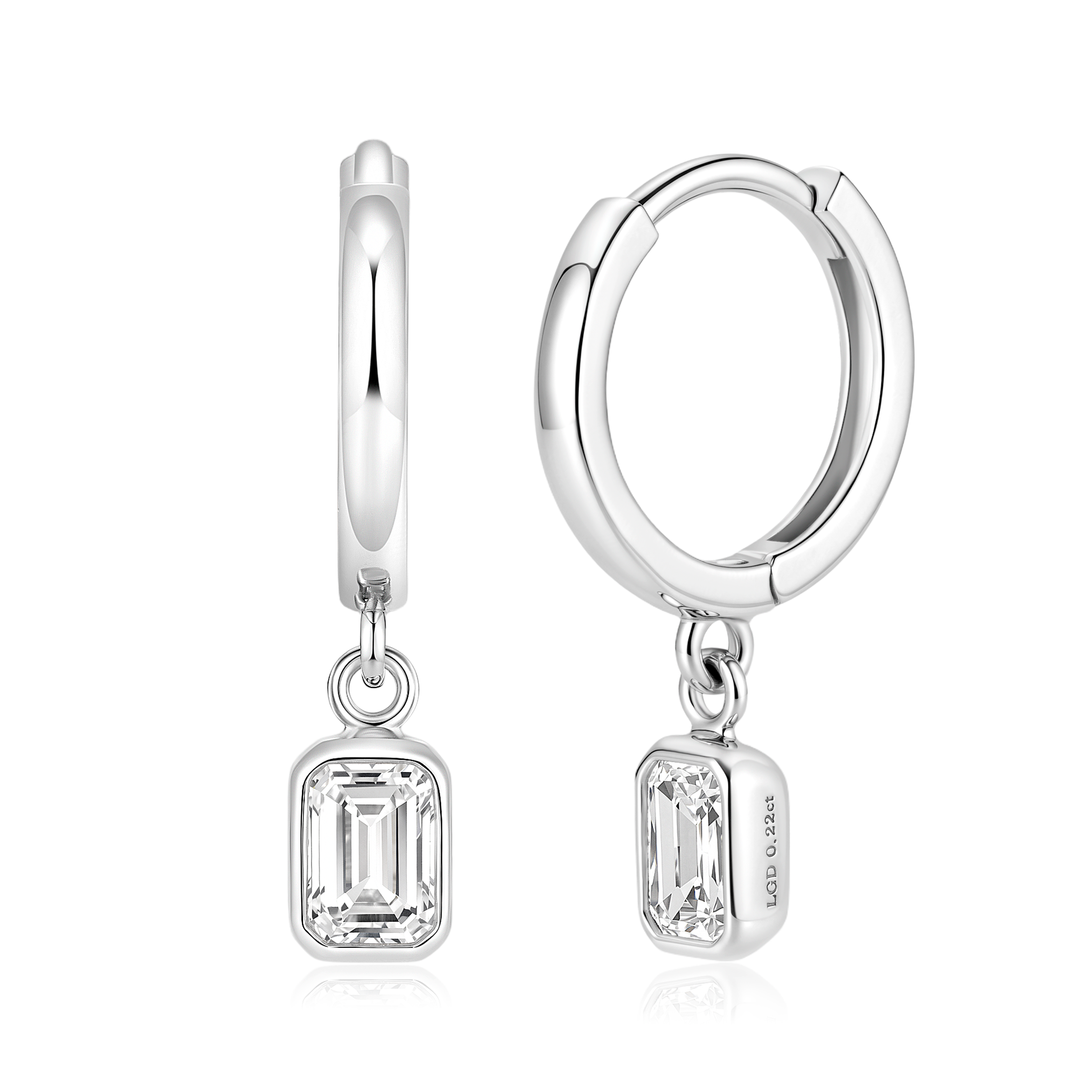 Made in Korea: Emerald-Cut Dangle Huggie Hoop