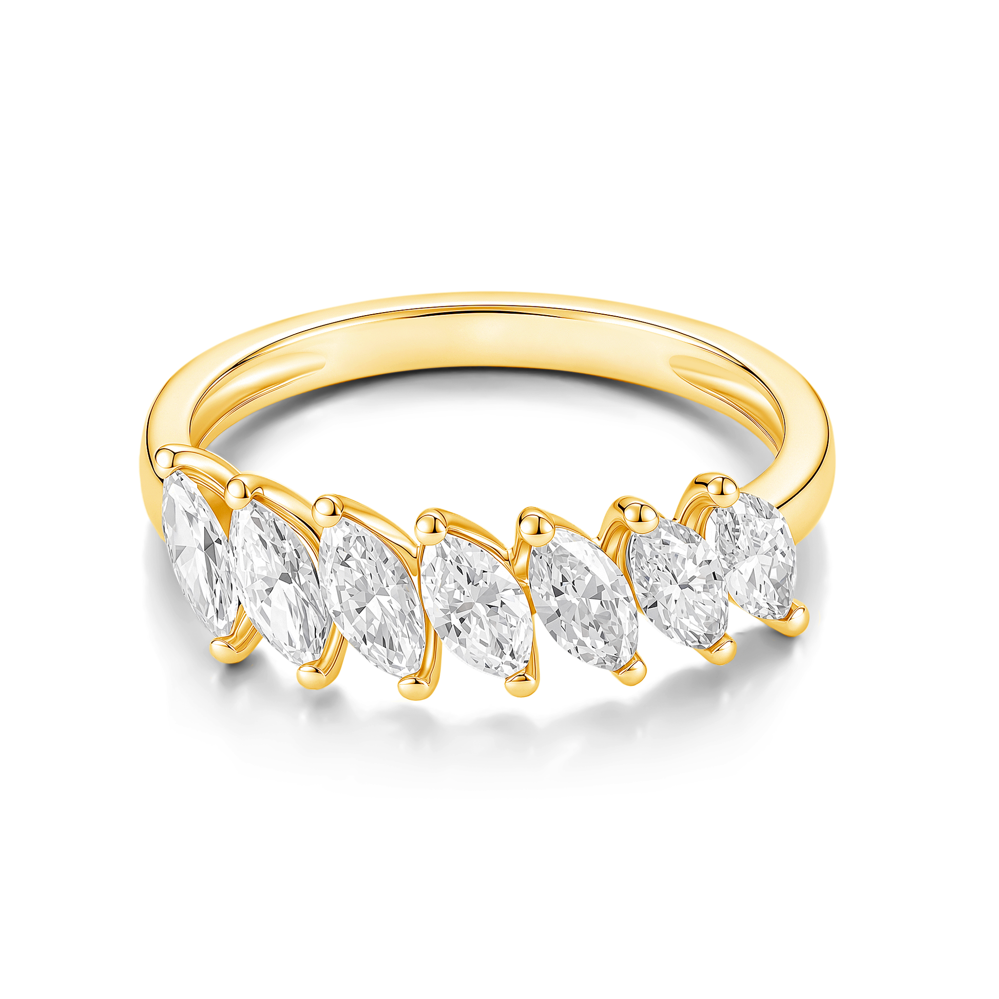 Tilted Marquise Half Eternity Ring